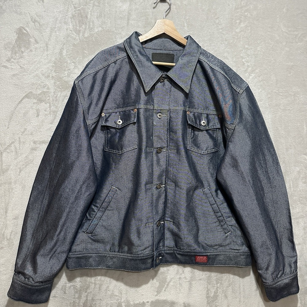 Vintage Guess Denim Trucker Jacket‎ Men's Size 3XL Iridescent Blue